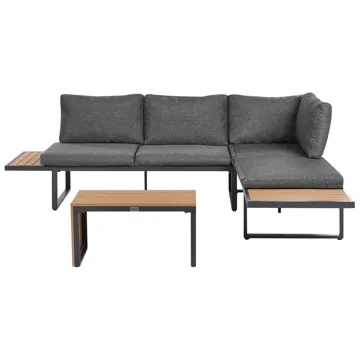Hjørnesofa utendørs med bord 4-seter Pienza høyrevendt - Grå/Brun/Svart - Hagemøbler - Loungemøbler - Sofagruppe utendørs