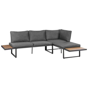 Hjørnesofa utendørs med bord 4-seter Pienza høyrevendt - Grå/Brun/Svart - Hagemøbler - Loungemøbler - Sofagruppe utendørs