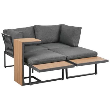 Hjørnesofa utendørs med bord 4-seter Pienza høyrevendt - Grå/Brun/Svart - Hagemøbler - Loungemøbler - Sofagruppe utendørs