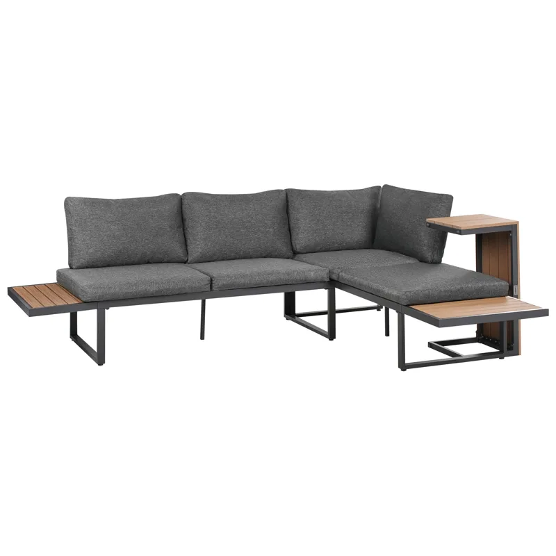 Hjørnesofa utendørs med bord 4-seter Pienza høyrevendt - Grå/Brun/Svart - Hage - Utemiljø - Veranda & terrasse - Verandamøbler