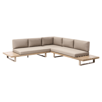 Hjørnesofa utendørs med bord 5-seter Mykonos høyrevendt akasietre - Beige/brun - Hagemøbler - Loungemøbler - Sofagruppe utendørs