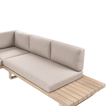 Hjørnesofa utendørs med bord 5-seter Mykonos høyrevendt akasietre - Beige/brun - Hagemøbler - Loungemøbler - Sofagruppe utendørs