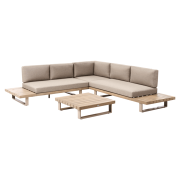 Hjørnesofa utendørs med bord 5-seter Mykonos høyrevendt akasietre - Beige/brun - Hagemøbler - Loungemøbler - Sofagruppe utendørs