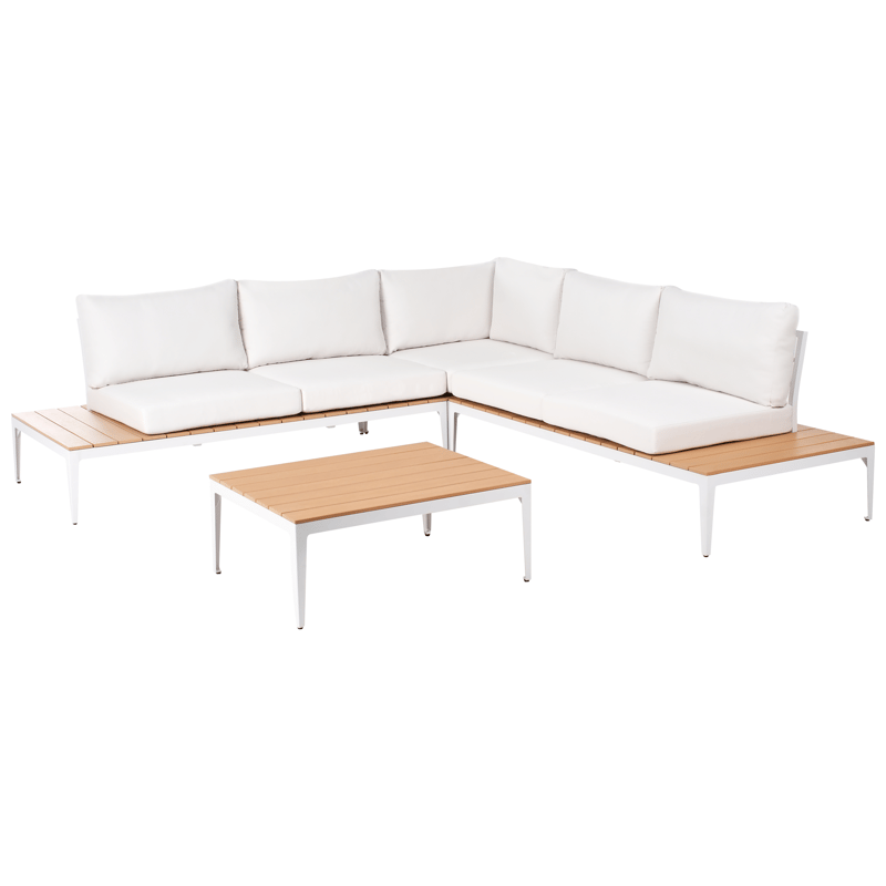 Hjørnesofa utendørs med bord 5-seter Positano - Hvit/Brun - Hage - Utemiljø - Veranda & terrasse - Verandamøbler