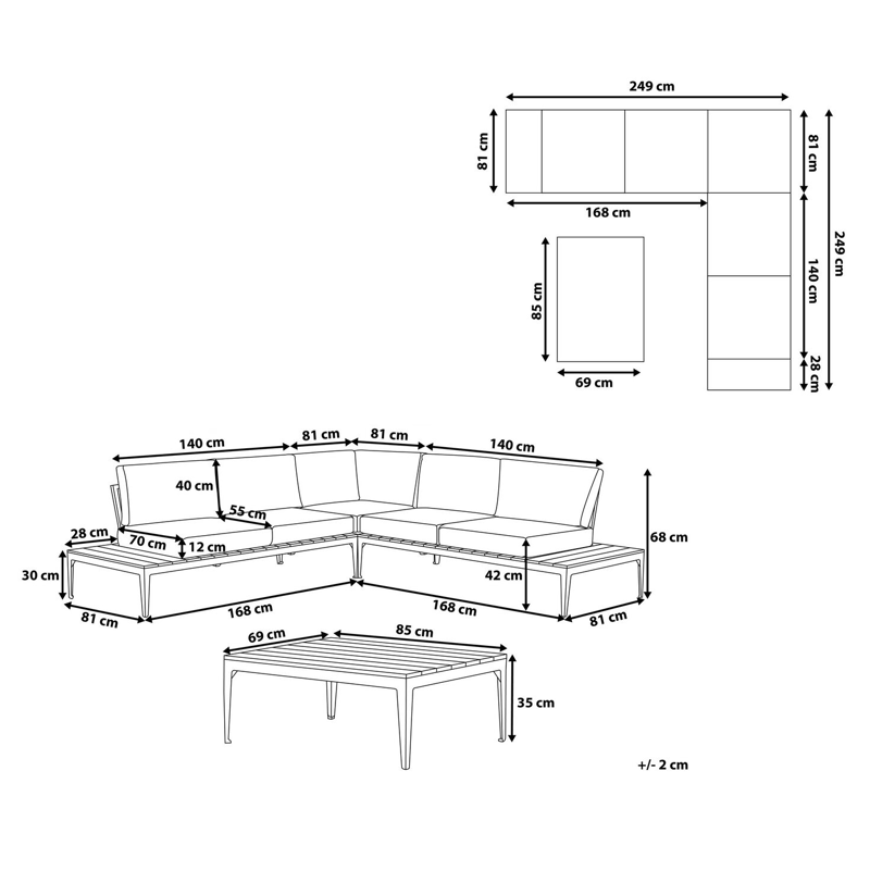 Hjørnesofa utendørs med bord 5-seter Positano - Brun/Hvit/Brun - Hage - Utemiljø - Veranda & terrasse - Verandamøbler