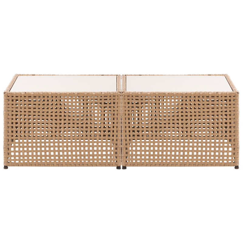 Hjørnesofa utendørs med bord 6-seter Omegana modulær kunstrotting - Beige/svart - Hage - Utemiljø - Veranda & terrasse - Verandamøbler