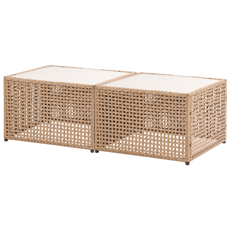 Hjørnesofa utendørs med bord 6-seter Omegana modulær kunstrotting - Beige/svart - Hage - Utemiljø - Veranda & terrasse - Verandamøbler