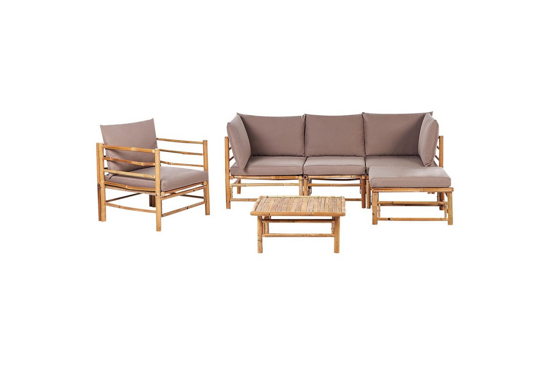 Hörnsoffa Beliani Cerreto med fåtölj Beige/ljust trä Beige\|\|Light wood -