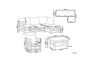 Hörnsoffa Beliani Cerreto med fåtölj Beige/ljust trä White||Light wood - Hagemøbler - Loungemøbler - Sofagruppe utendørs