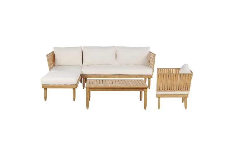 Hörnsoffa Beliani Cremona Light wood||White, undefined