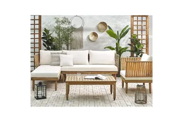 Hörnsoffa Beliani Cremona Light wood||White - Hagemøbler - Loungemøbler - Sofagruppe utendørs