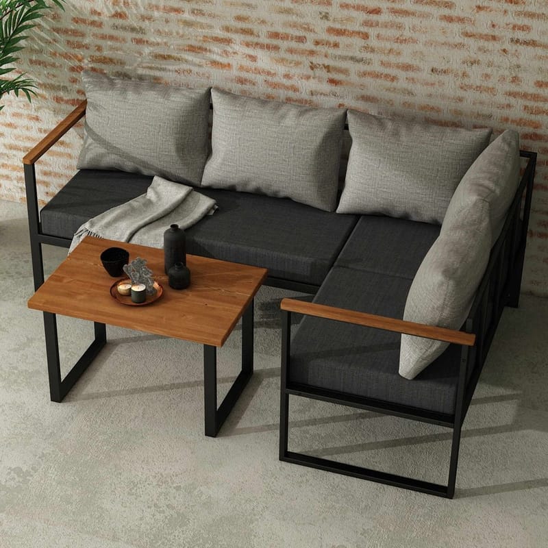 Hue 3-seters Sofagruppe Utendørs - Grå/Antrasitt - Hage - Utemiljø - Veranda & terrasse - Verandamøbler