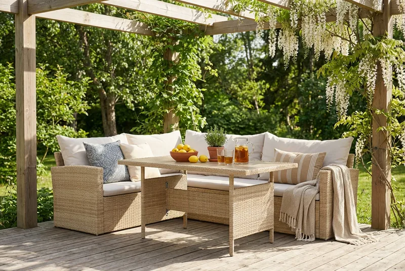 James Light sofagruppe utendørs 5-seter – venstre - Beige - Hage - Utemiljø - Veranda & terrasse - Verandamøbler