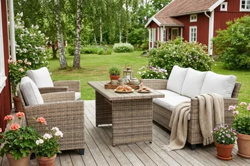 James Light sofagruppe utendørs i kunstrotting - Beige - Hagemøbler - Loungemøbler - Sofagruppe utendørs