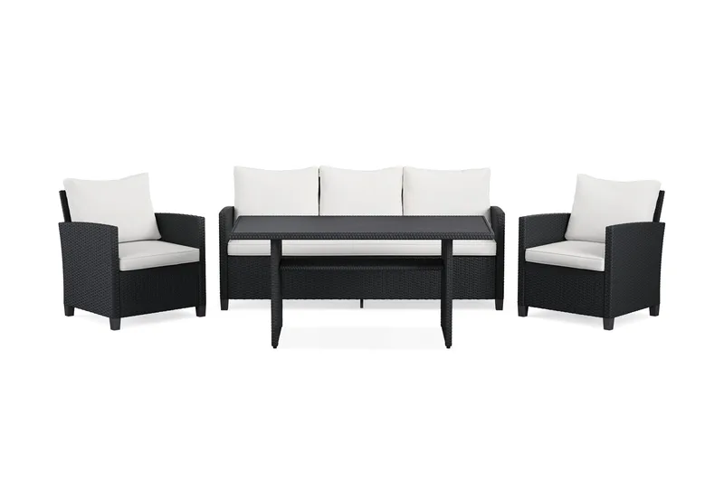 James Light sofagruppe utendørs i kunstrotting, Svart