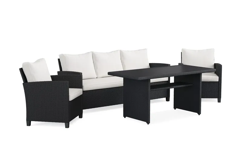 James Light sofagruppe utendørs i kunstrotting - Svart - Hage - Utemiljø - Veranda & terrasse - Verandamøbler