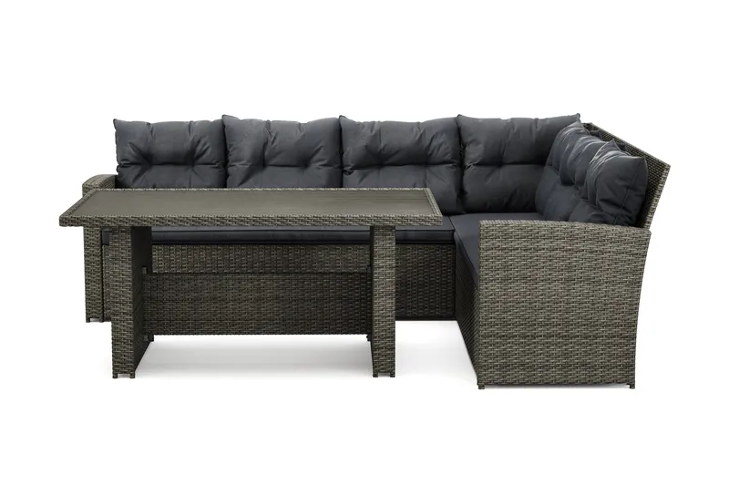 James loungegruppe utendørs – 5-seters sofagruppe i kunstrotting, Grå