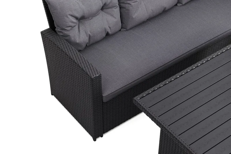James loungegruppe utendørs – 5-seters sofagruppe i kunstrotting - Svart - Hage - Utemiljø - Veranda & terrasse - Verandamøbler
