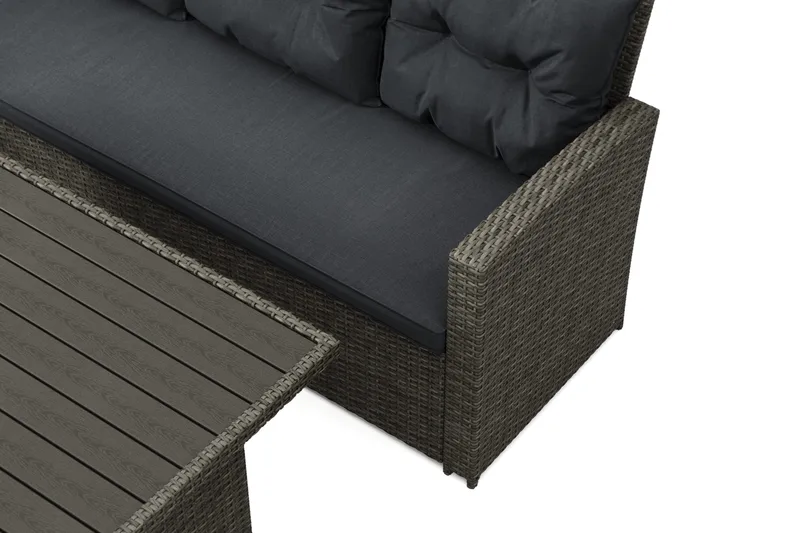 James loungegruppe utendørs venstre – 5-seters sofagruppe i kunstrotting - Grå - Hage - Utemiljø - Veranda & terrasse - Verandamøbler