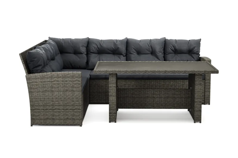 James loungegruppe utendørs venstre – 5-seters sofagruppe i kunstrotting, Grå