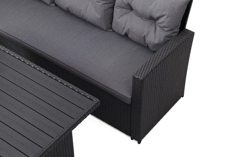 James loungegruppe utendørs venstre – 5-seters sofagruppe i kunstrotting - Svart - Hage - Utemiljø - Veranda & terrasse - Verandamøbler