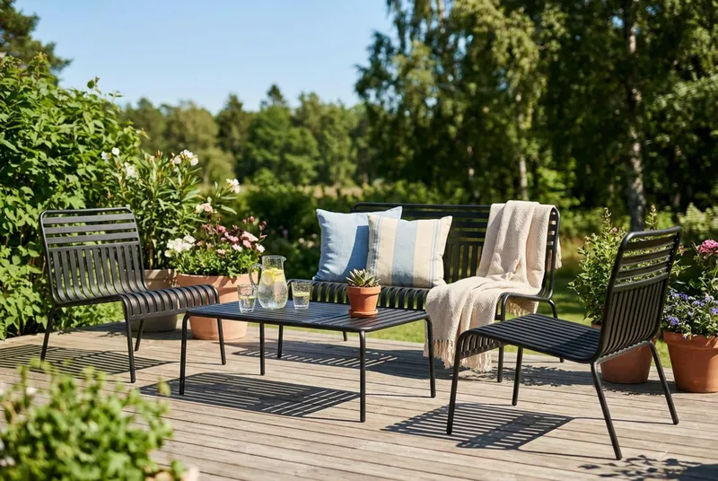 Jarva liten 4-seters sofagruppe utendørs i metall - Antrasitt - Hagemøbler - Loungemøbler - Sofagruppe utendørs