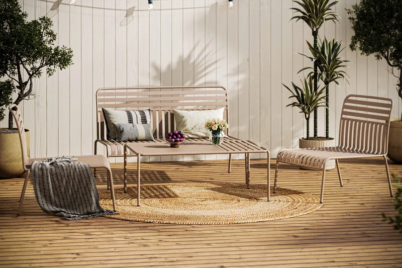 Jarva liten 4-seters sofagruppe utendørs i metall - Taupe - Hage - Utemiljø - Veranda & terrasse - Verandamøbler