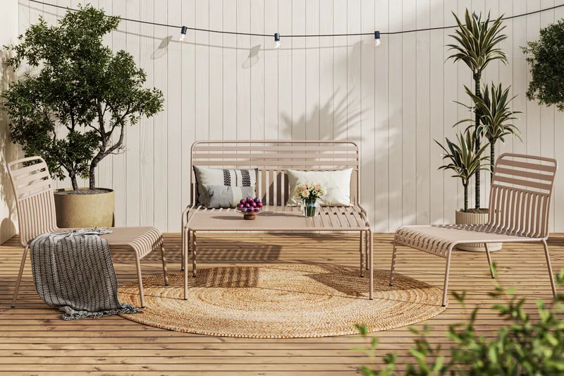 Jarva liten 4-seters sofagruppe utendørs i metall - Taupe - Hage - Utemiljø - Veranda & terrasse - Verandamøbler