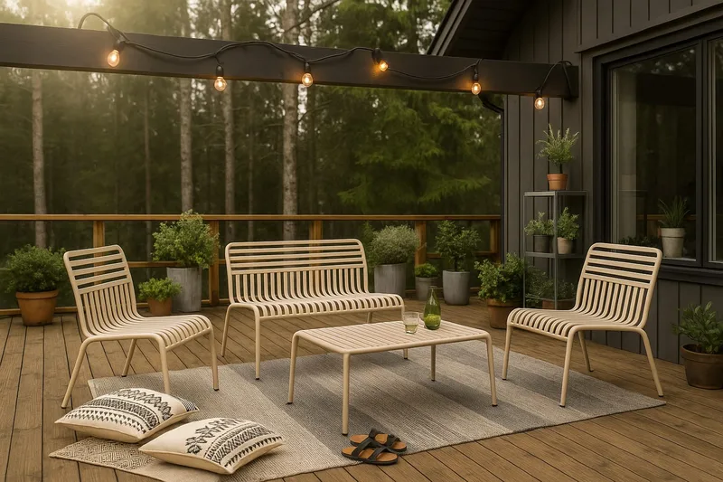 Jarva liten 4-seters sofagruppe utendørs i metall - Taupe - Hage - Utemiljø - Veranda & terrasse - Verandamøbler