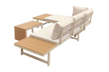 Lainelle 4-seters sofagruppe for altan og terrasse med beige puter - Beige - Hagemøbler - Loungemøbler - Sofagruppe utendørs