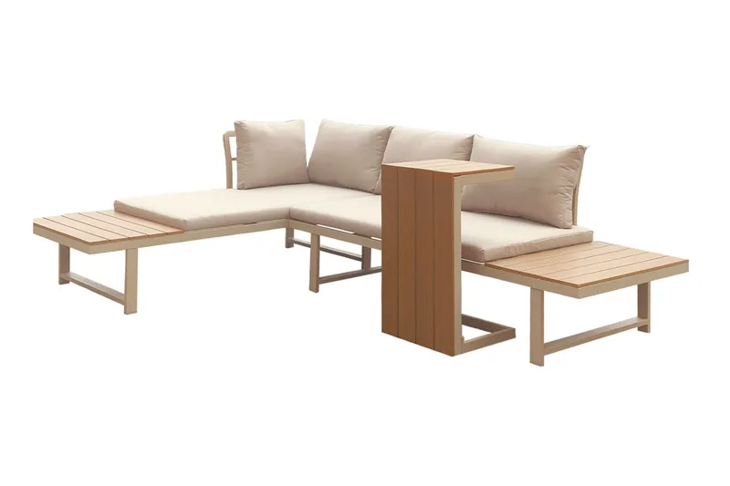Lainelle 4-seters sofagruppe for altan og terrasse med beige puter - Beige - Hage - Utemiljø - Veranda & terrasse - Verandamøbler