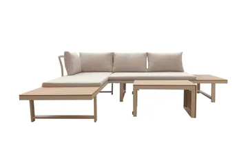 Lainelle 4-seters sofagruppe for altan og terrasse med beige puter - Beige - Hagemøbler - Loungemøbler - Sofagruppe utendørs
