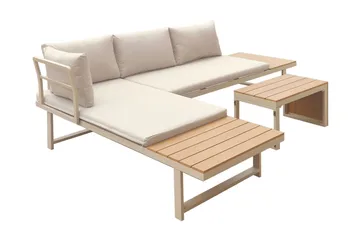 Lainelle 4-seters sofagruppe for altan og terrasse med beige puter - Beige - Hagemøbler - Loungemøbler - Sofagruppe utendørs