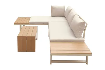 Lainelle 4-seters sofagruppe for altan og terrasse med beige puter - Beige - Hagemøbler - Loungemøbler - Sofagruppe utendørs