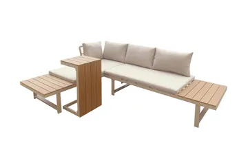 Lainelle 4-seters sofagruppe for altan og terrasse med beige puter - Beige - Hagemøbler - Loungemøbler - Sofagruppe utendørs