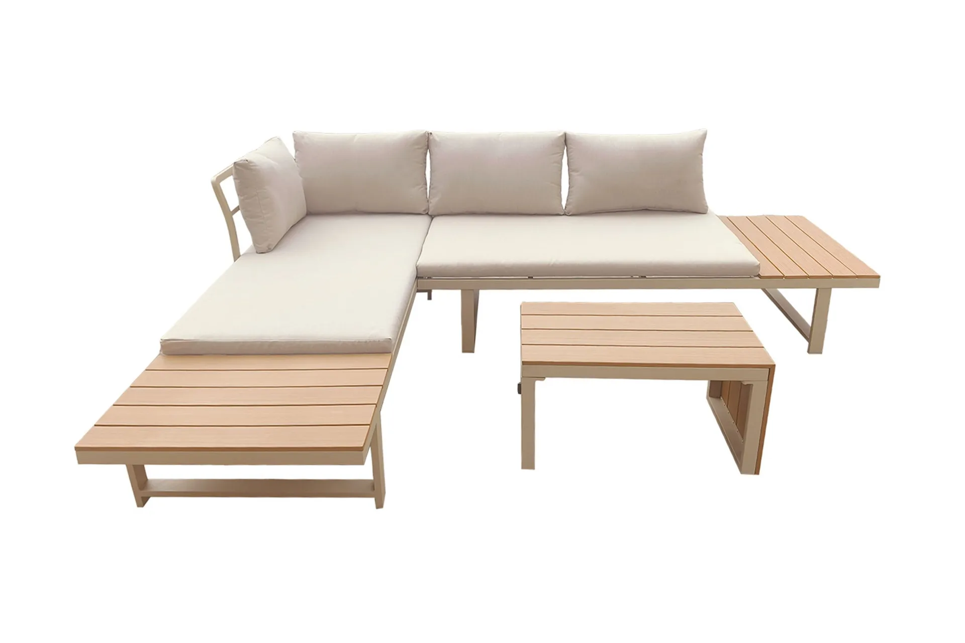 Lainelle 4-seters sofagruppe for altan og terrasse med beige puter - Beige