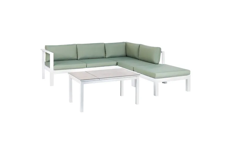 Loungegrupp 5-sits Beliani Messina Grön/vit/grå Green||White||Grey - Hagemøbler - Loungemøbler - Sofagruppe utendørs