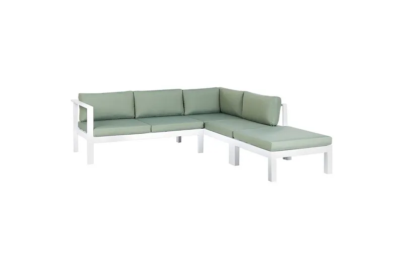 Loungegrupp 5-sits Beliani Messina Grön/vit/grå Green||White||Grey - Hagemøbler - Loungem øbler - Sofagruppe utendørs
