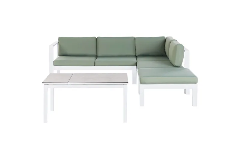 Loungegrupp 5-sits Beliani Messina Grön/vit/grå Green||White||Grey, undefined