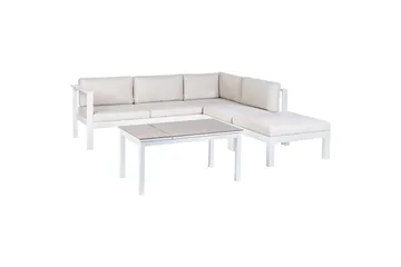 Loungegrupp 5-sits Beliani Messina Grön/vit/grå White||Grey - Hagemøbler - Loungemøbler - Sofagruppe utendørs