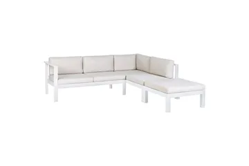Loungegrupp 5-sits Beliani Messina Grön/vit/grå White||Grey - Hagemøbler - Loungemøbler - Sofagruppe utendørs
