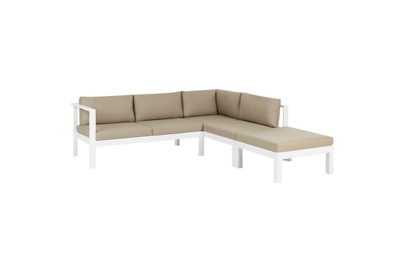 Loungegrupp 5-sits Beliani Messina Grön/vit/grå White||Grey||Beige - Hagemøbler - Loungem øbler - Sofagruppe utendørs