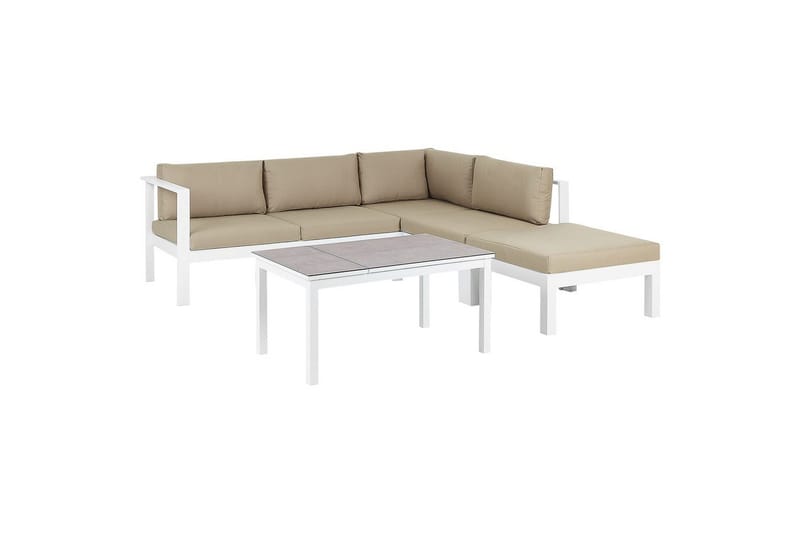 Loungegrupp 5-sits Beliani Messina Grön/vit/grå White||Grey||Beige - Hagemøbler - Loungemøbler - Sofagruppe utendørs