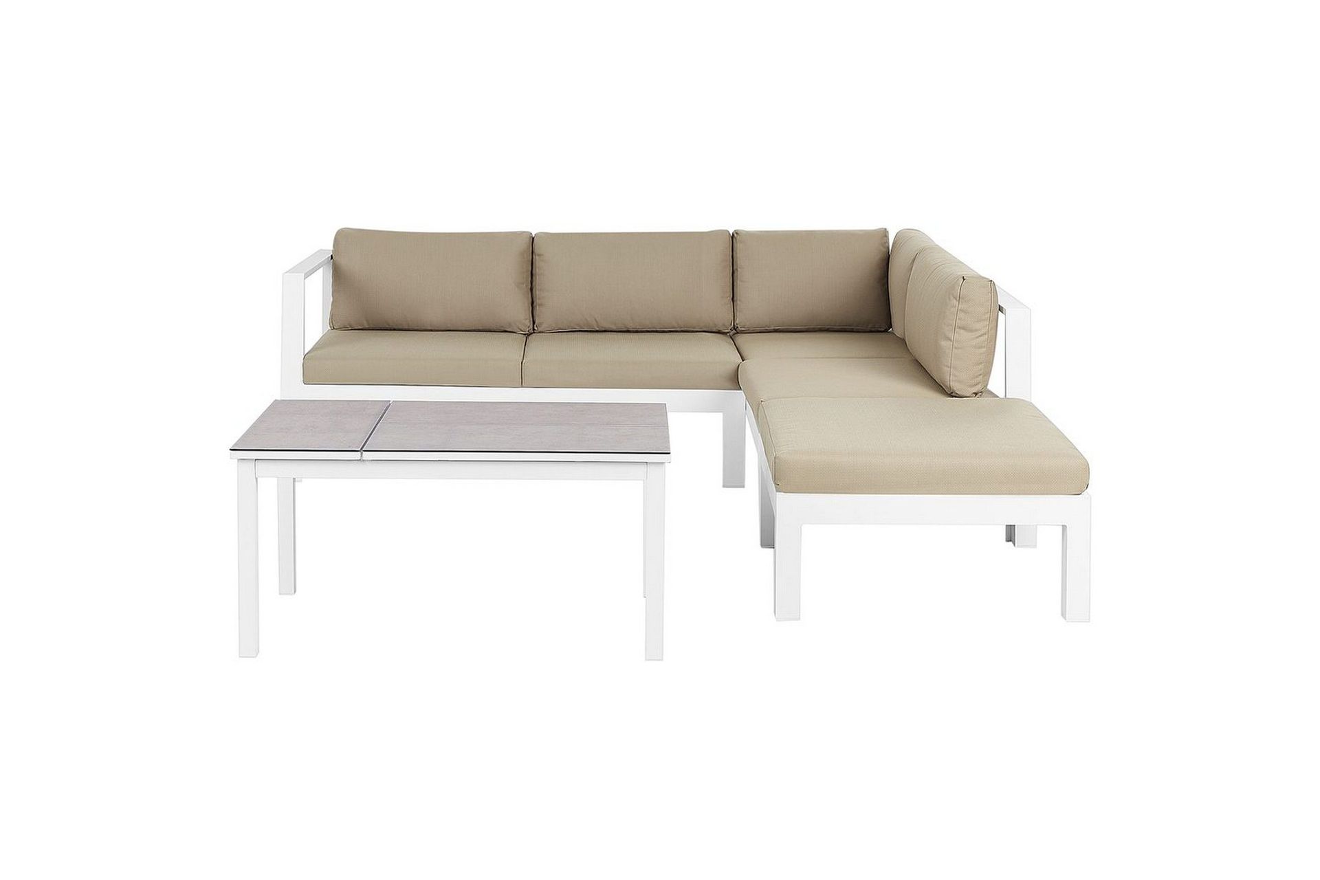 Loungegrupp 5-sits Beliani Messina Grön/vit/grå White\|\|Grey\|\|Beige -