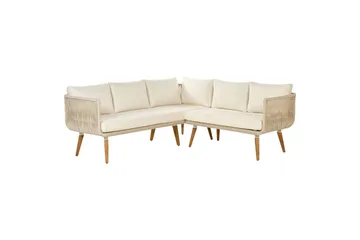 Loungegrupp Beliani Alcamo Beige||Light wood||White - Hagemøbler - Loungemøbler - Sofagruppe utendørs