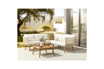 Loungegrupp Beliani Alcamo Beige||Light wood||White - Hagemøbler - Loungemøbler - Sofagruppe utendørs