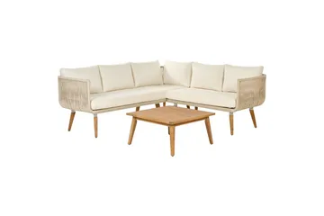 Loungegrupp Beliani Alcamo Beige||Light wood||White - Hagemøbler - Loungemøbler - Sofagruppe utendørs