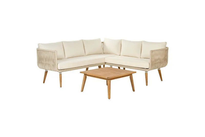 Loungegrupp Beliani Alcamo Beige||Light wood||White, undefined
