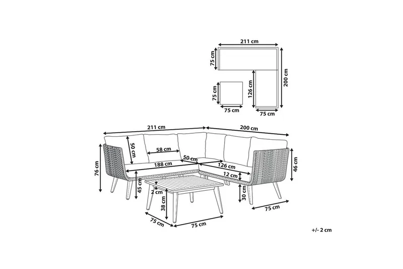 Loungegrupp Beliani Alcamo Beige||Light wood||White - Hagemøbler - Loungemøbler - Sofagruppe utendørs