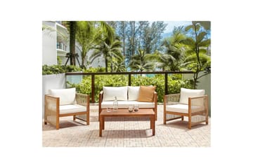 Loungegrupp Beliani Antria Ljus trä/beige Light wood||Beige - Hagemøbler - Loungemøbler - Sofagruppe utendørs